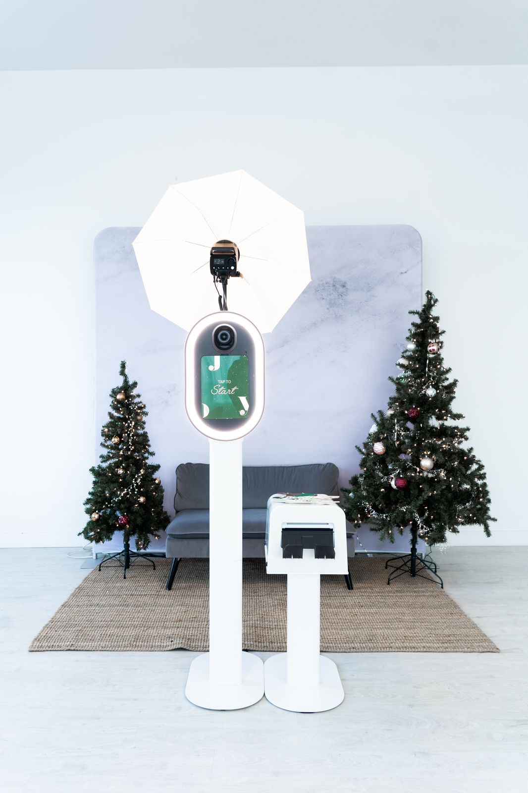 Meridian Moments photo booth set up at a corporate holiday party